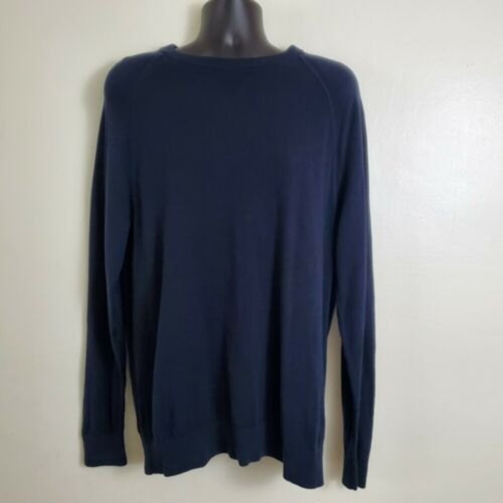 Banana Republic Men's Sweater Large Navy Blue Slub Knit Preppy Academia Casual